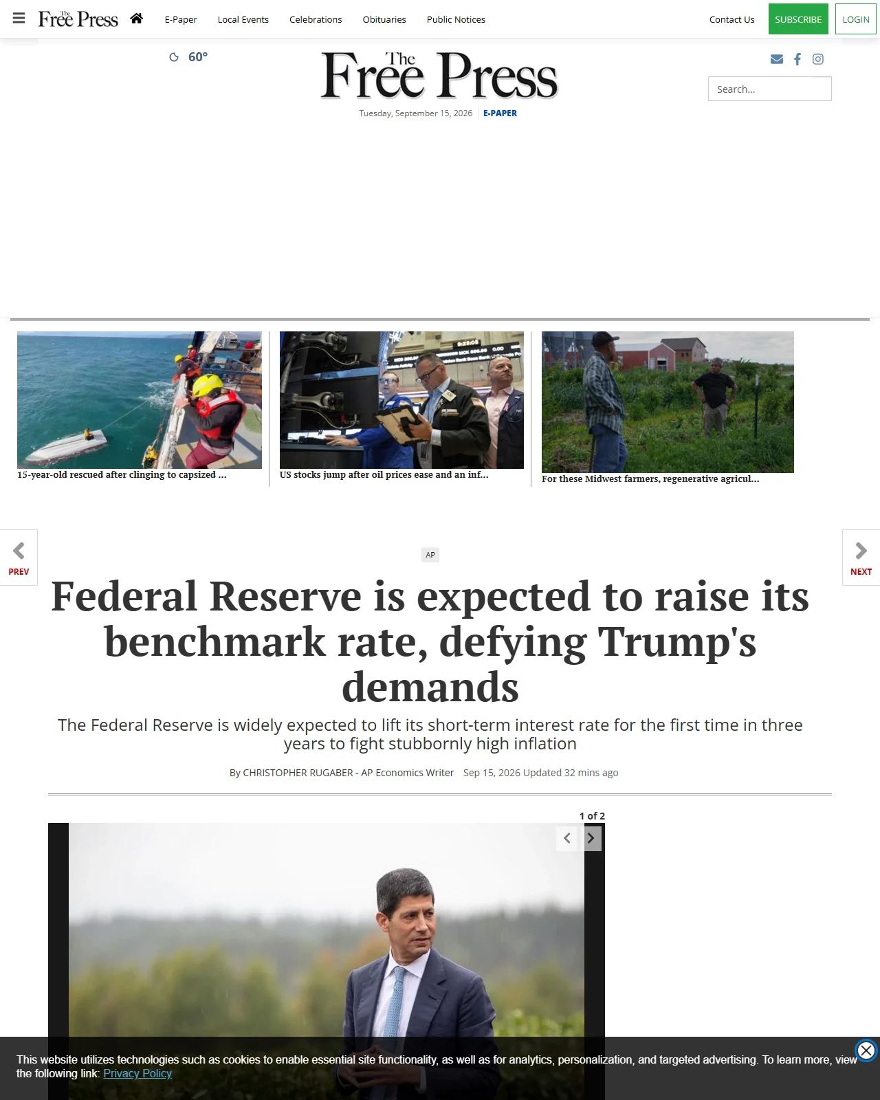 mankatofreepress.com as published: Federal Reserve is expected to raise its benchmark rate, defying Trump's demands