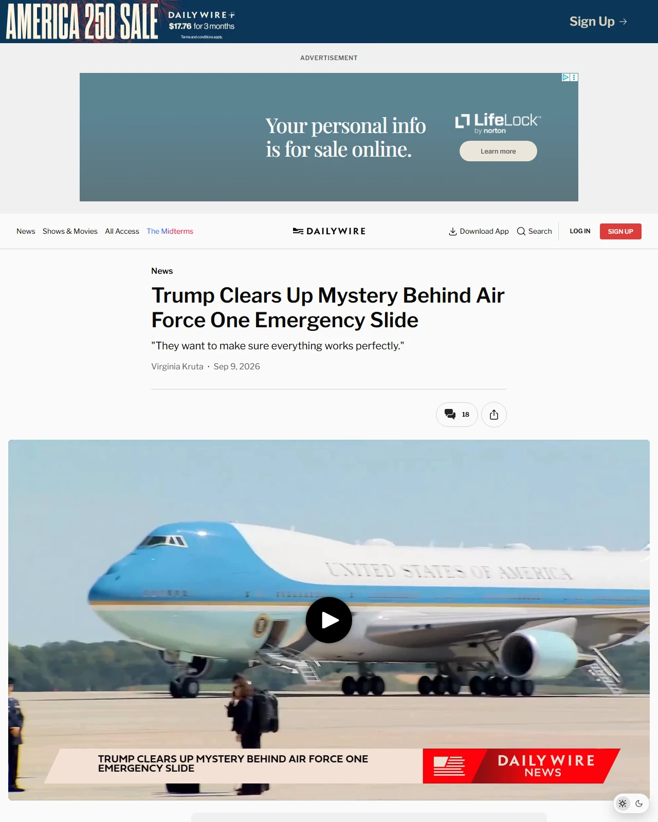 dailywire.com as published: Trump Clears Up Mystery Behind Air Force One Emergency Slide