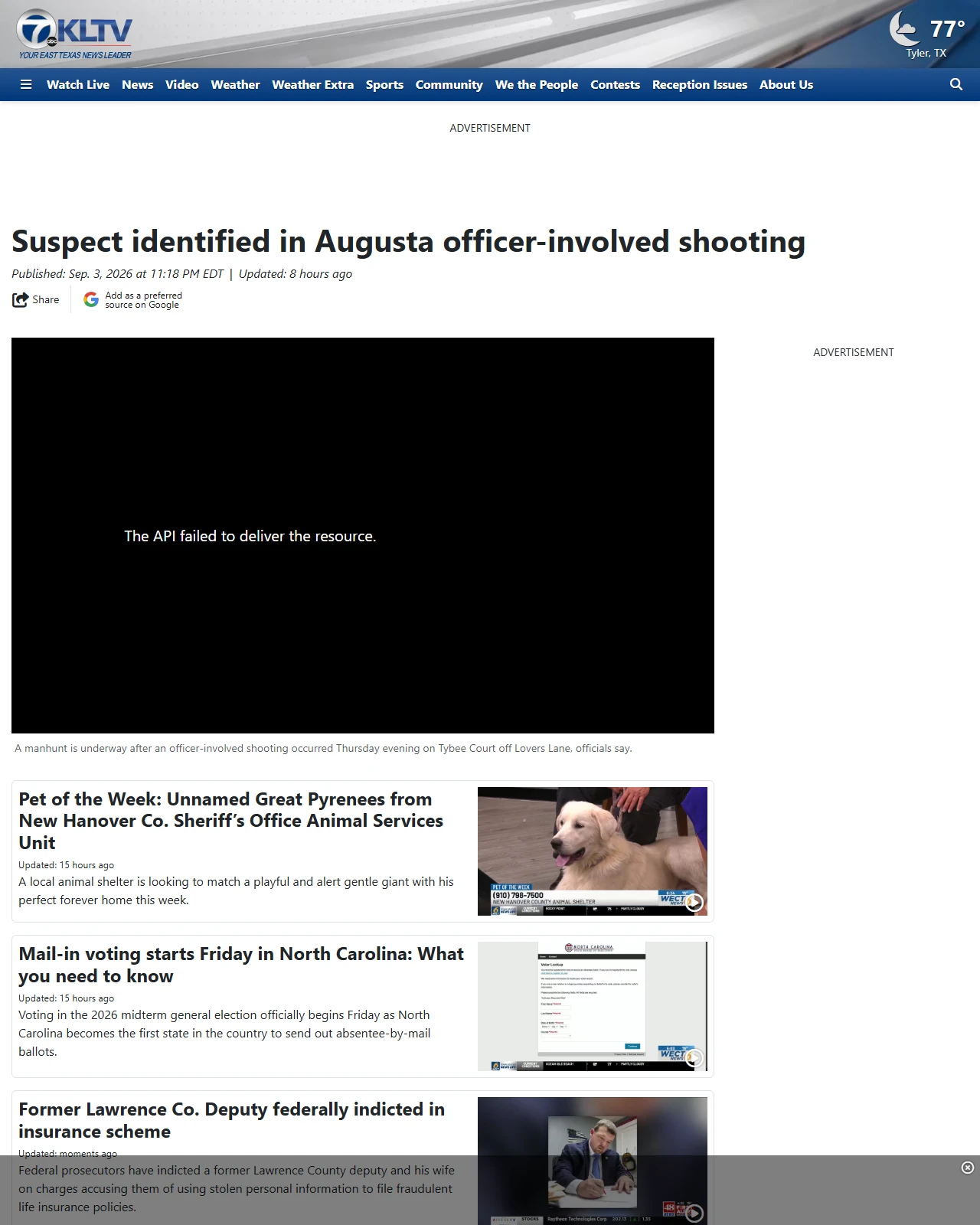 kltv.com as published: Suspect identified in Augusta officer-involved shooting