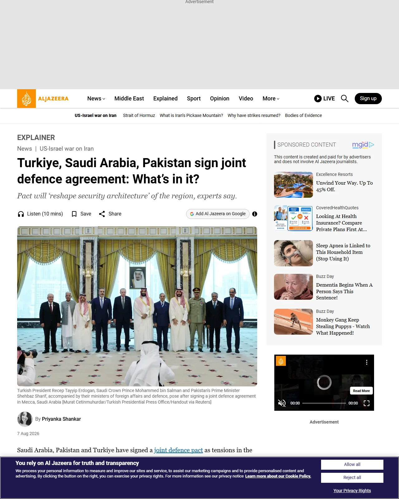 aljazeera.com as published: Turkiye, Saudi Arabia, Pakistan sign joint defence agreement: What’s in it?
