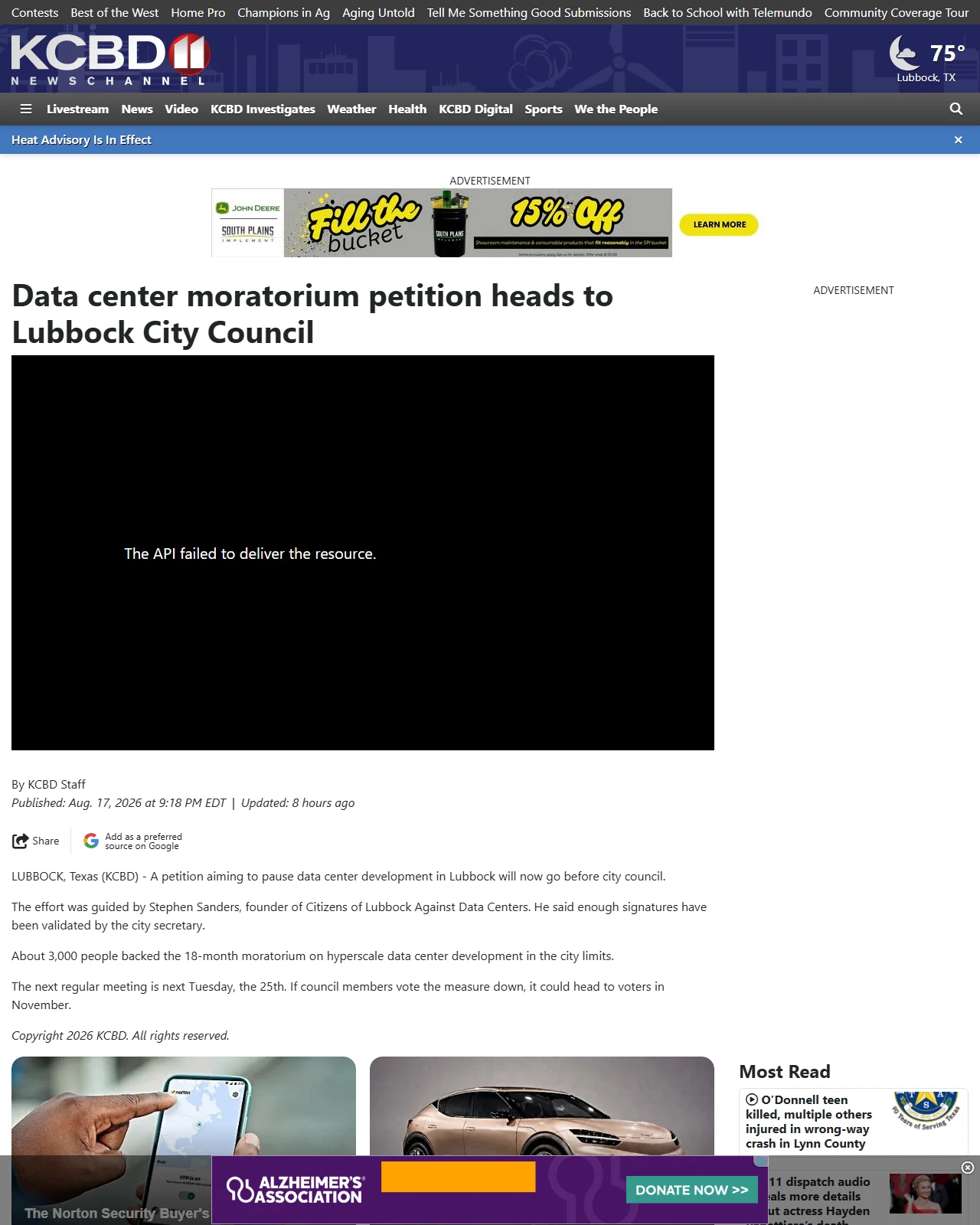 kcbd.com as published: Data center moratorium petition heads to Lubbock City Council