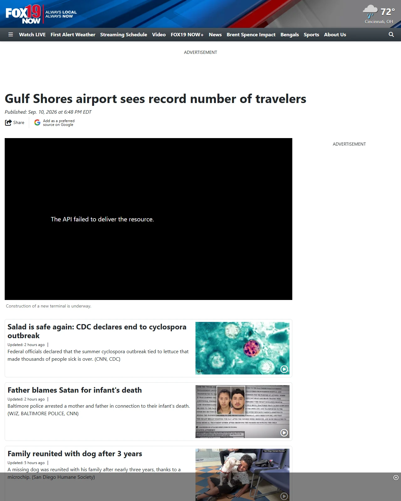 fox19.com as published: Gulf Shores airport sees record number of travelers