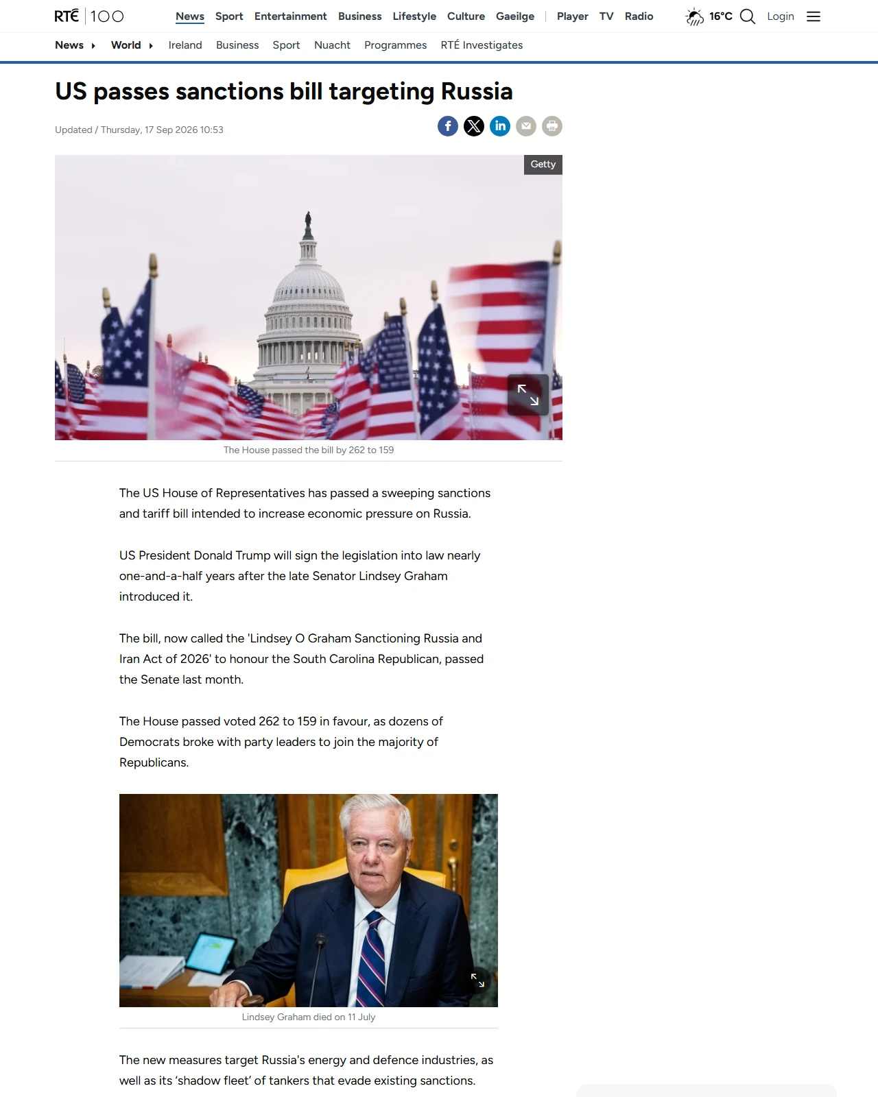 rte.ie as published: US passes sanctions bill targeting Russia