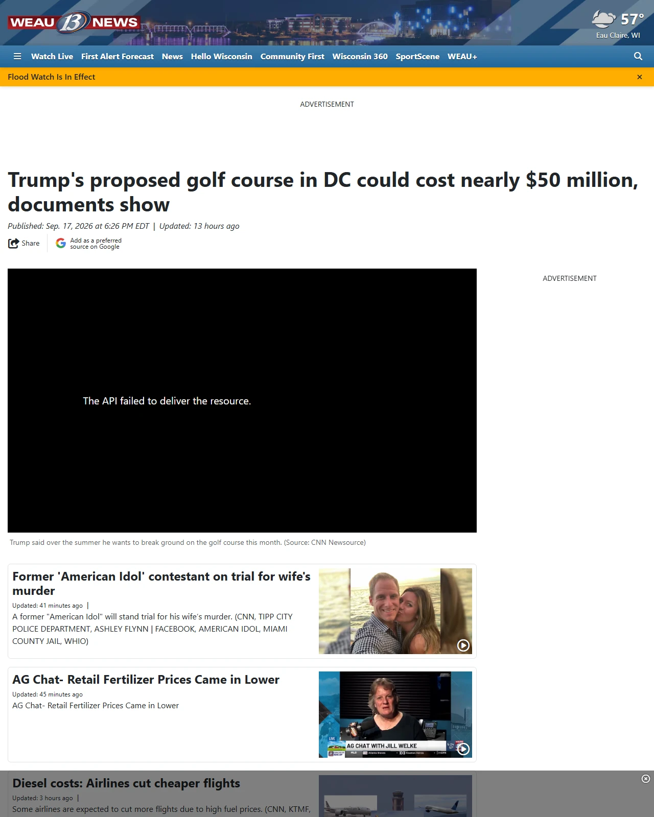 weau.com as published: Trump's proposed golf course in DC could cost nearly $50 million, documents show