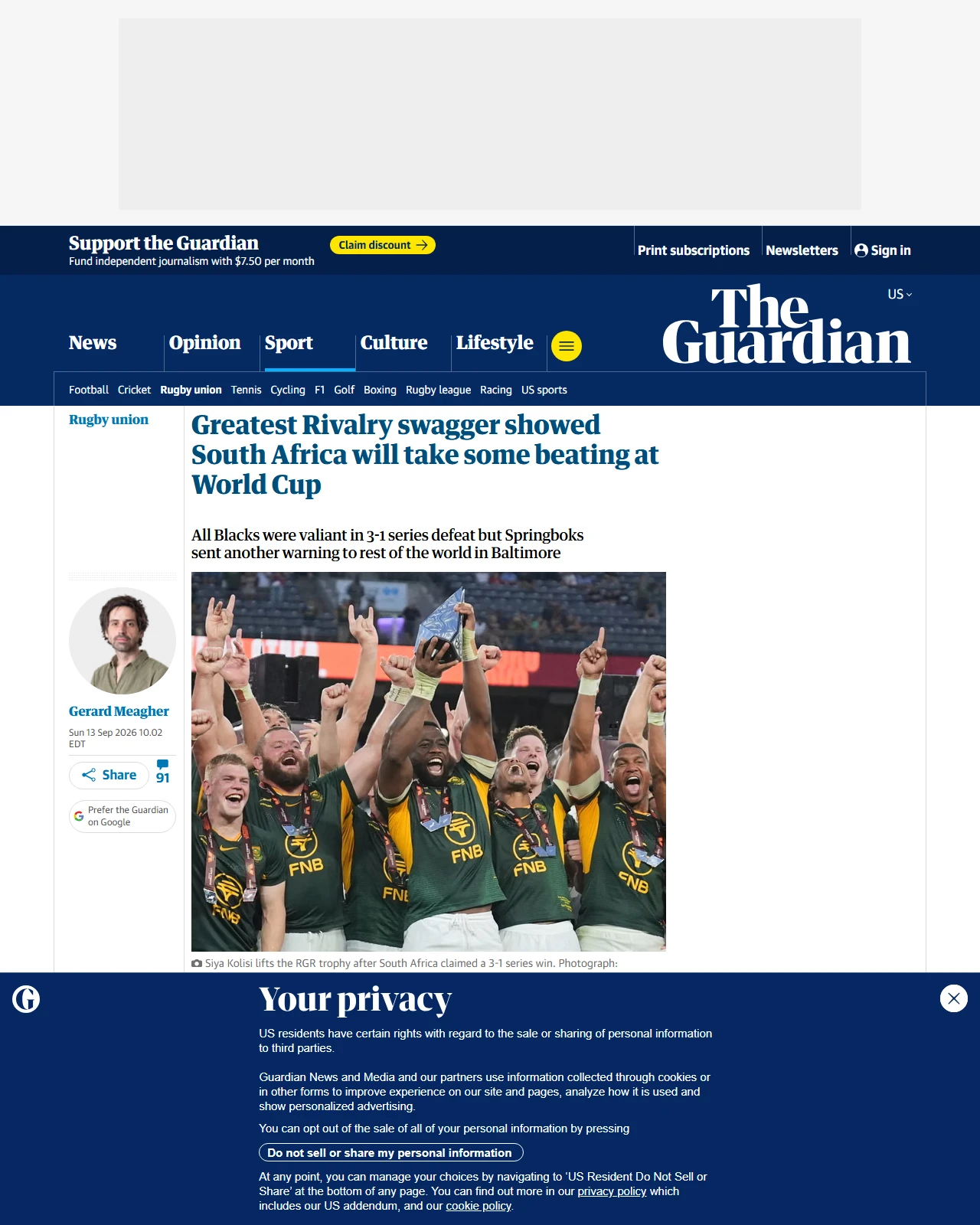 theguardian.com as published: Greatest Rivalry swagger showed South Africa will take some beating at World Cup