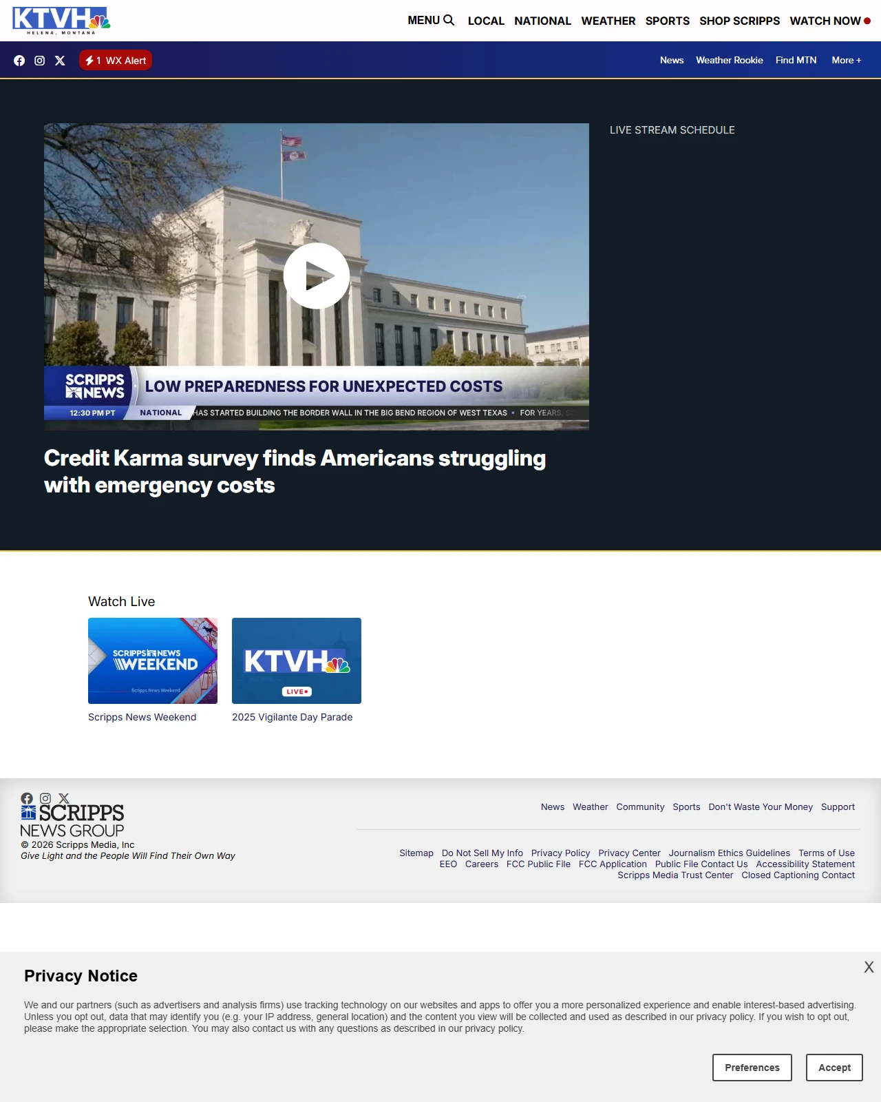 ktvh.com as published: Credit Karma survey finds Americans struggling with emergency costs