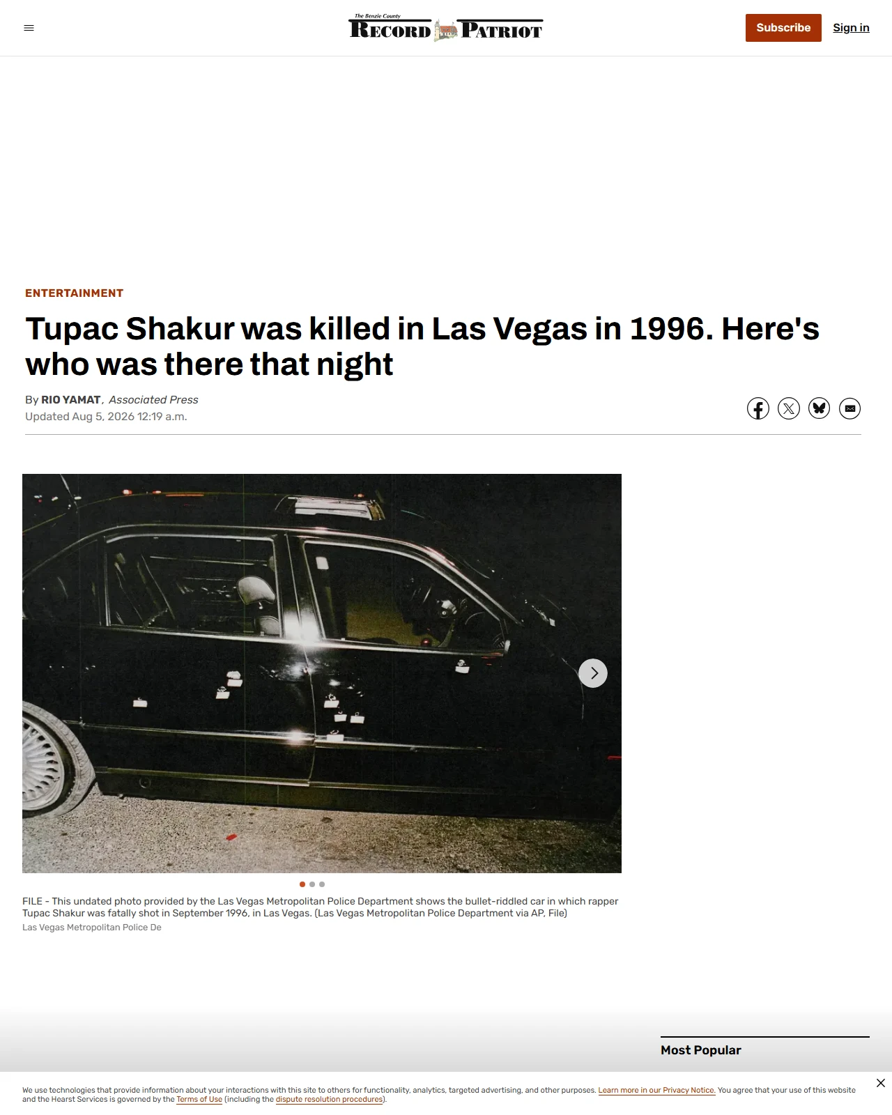 recordpatriot.com as published: Tupac Shakur was killed in Las Vegas in 1996. Here's who was there that night