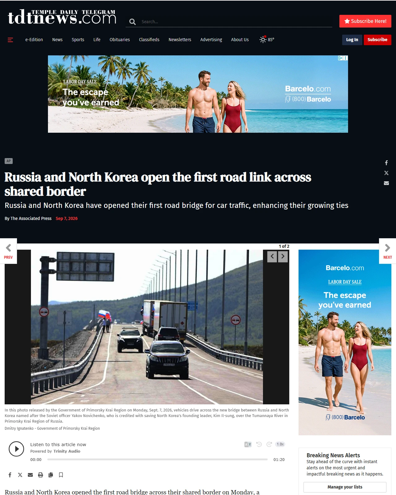tdtnews.com as published: Russia and North Korea open the first road link across shared border