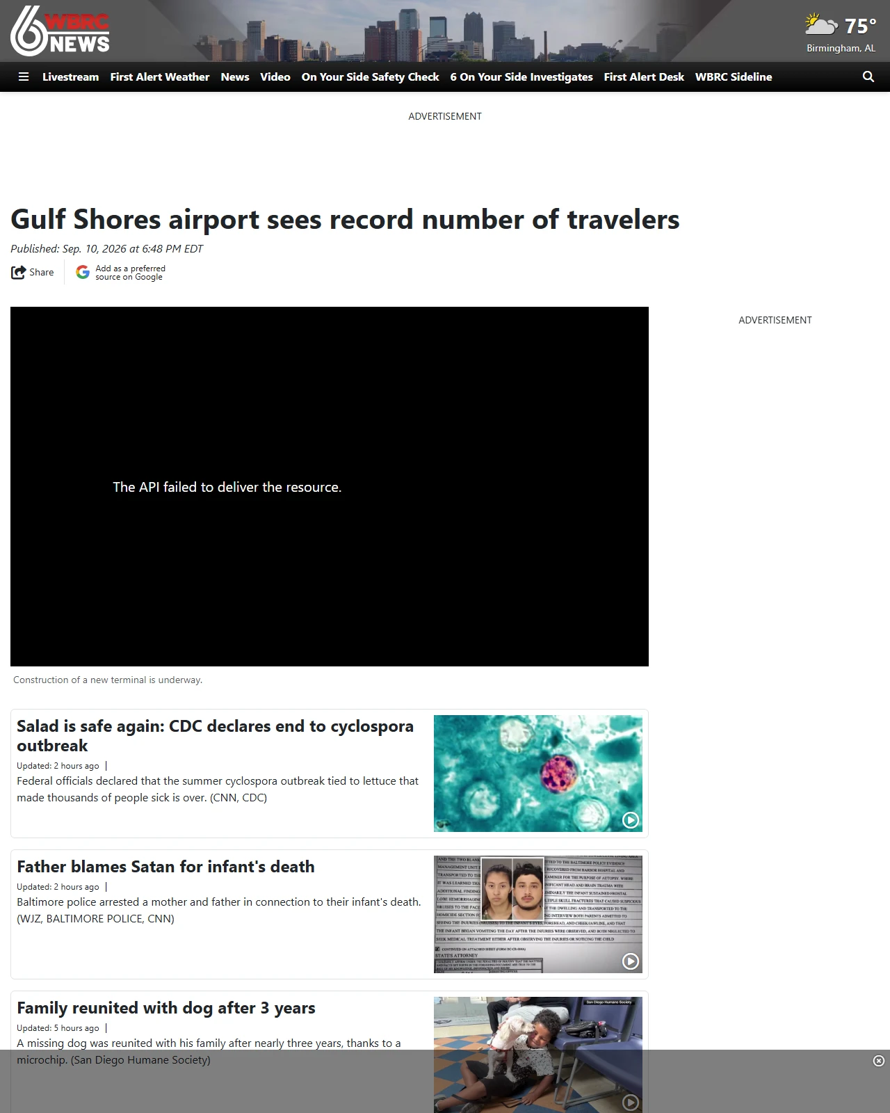 wbrc.com as published: Gulf Shores airport sees record number of travelers