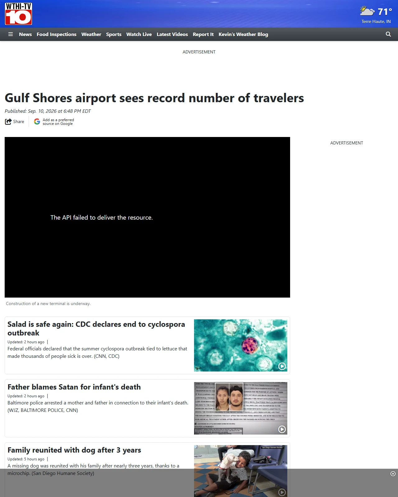 wthitv.com as published: Gulf Shores airport sees record number of travelers - WTHI-TV