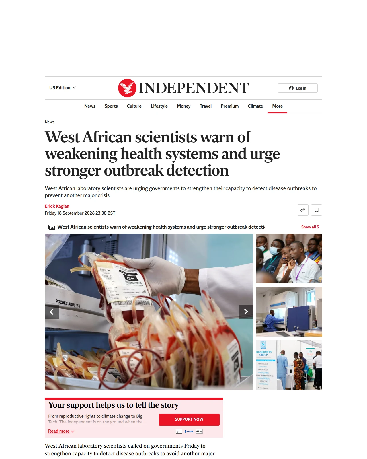 independent.co.uk as published: West African scientists warn of weakening health systems and urge stronger outbreak detection