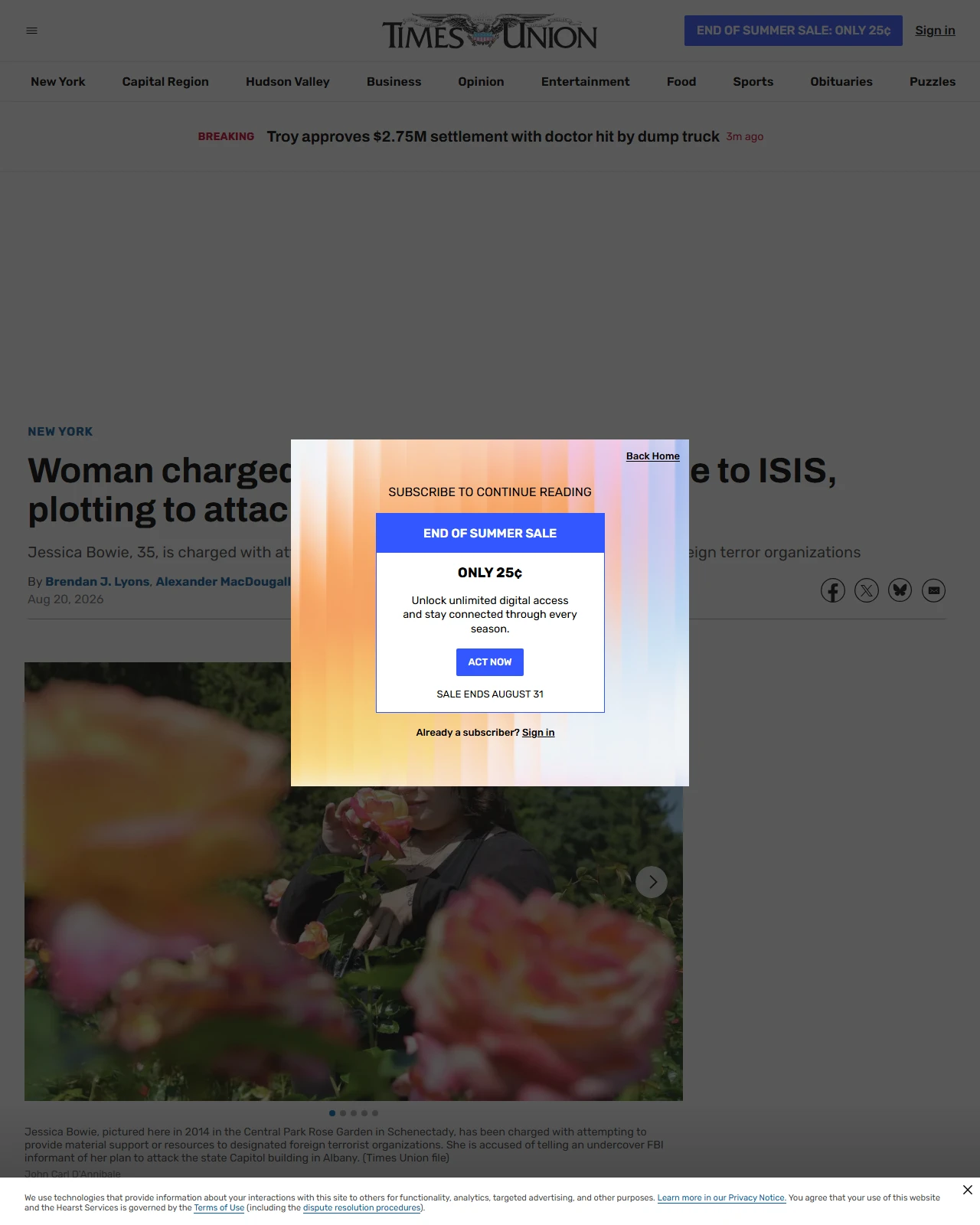 timesunion.com as published: Woman charged with pledging allegiance to ISIS, plotting to attack NY Capitol