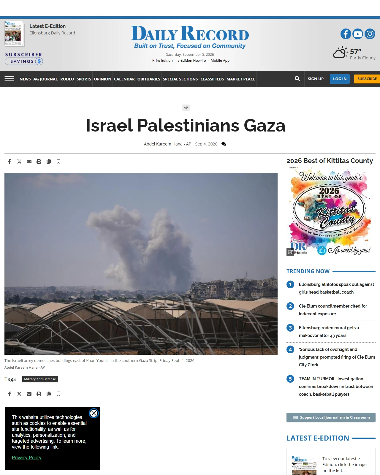 dailyrecordnews.com as published: Israel Palestinians Gaza