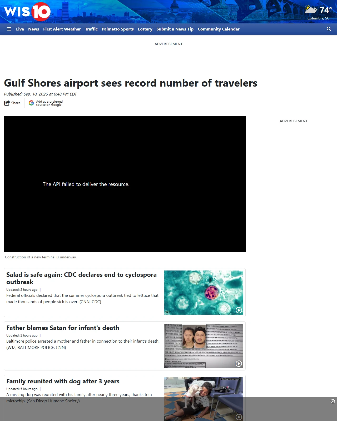 wistv.com as published: Gulf Shores airport sees record number of travelers