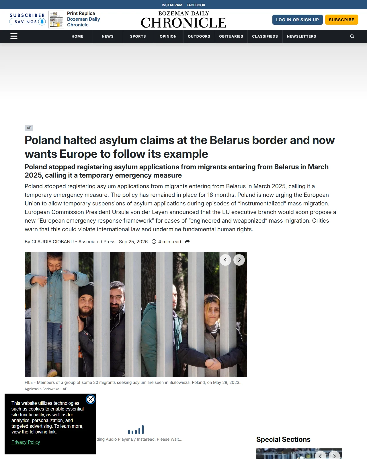 bozemandailychronicle.com as published: Poland halted asylum claims at the Belarus border and now wants Europe to follow its example