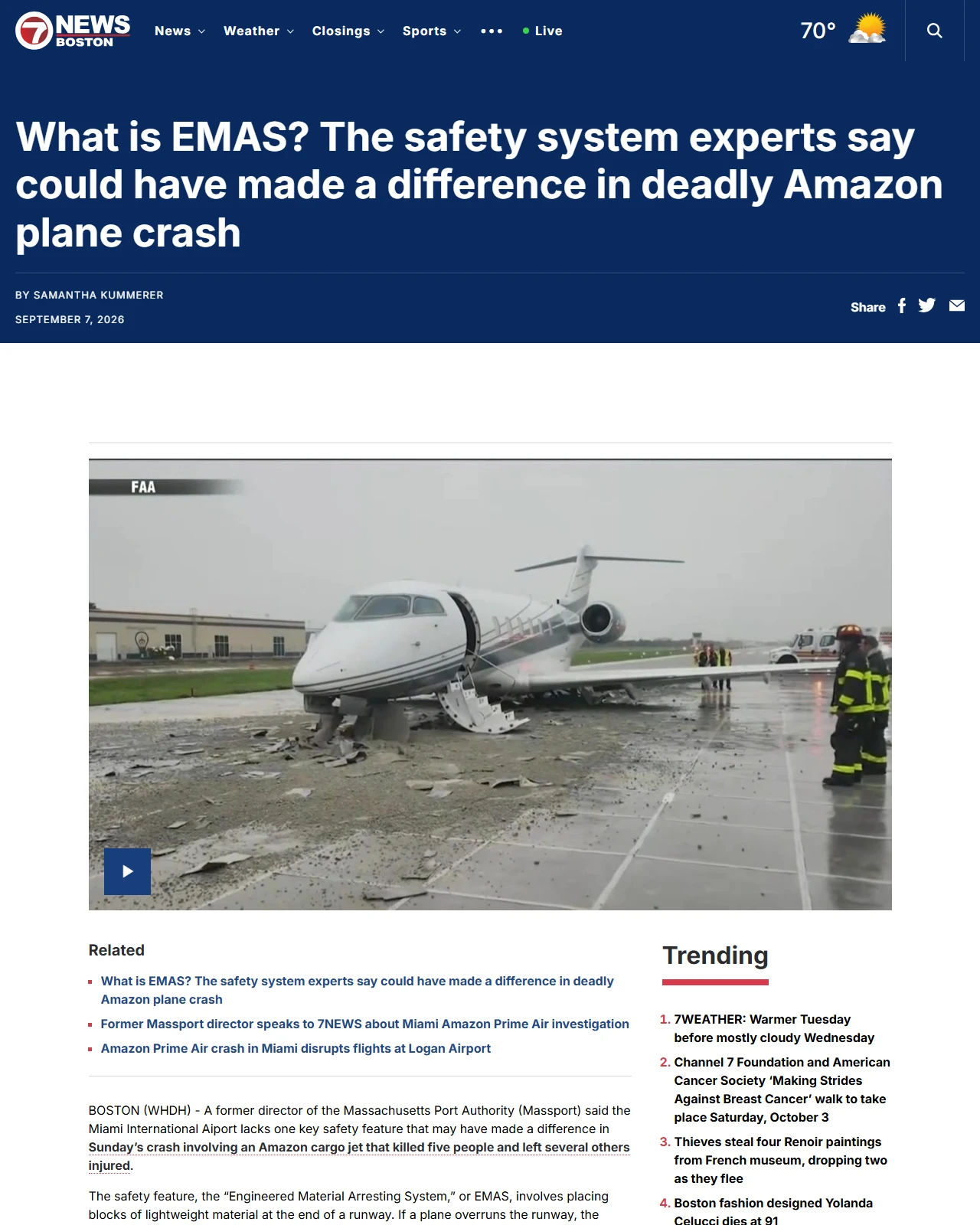 whdh.com as published: What is EMAS? The safety system experts say could have made a difference in deadly Amazon plane crash