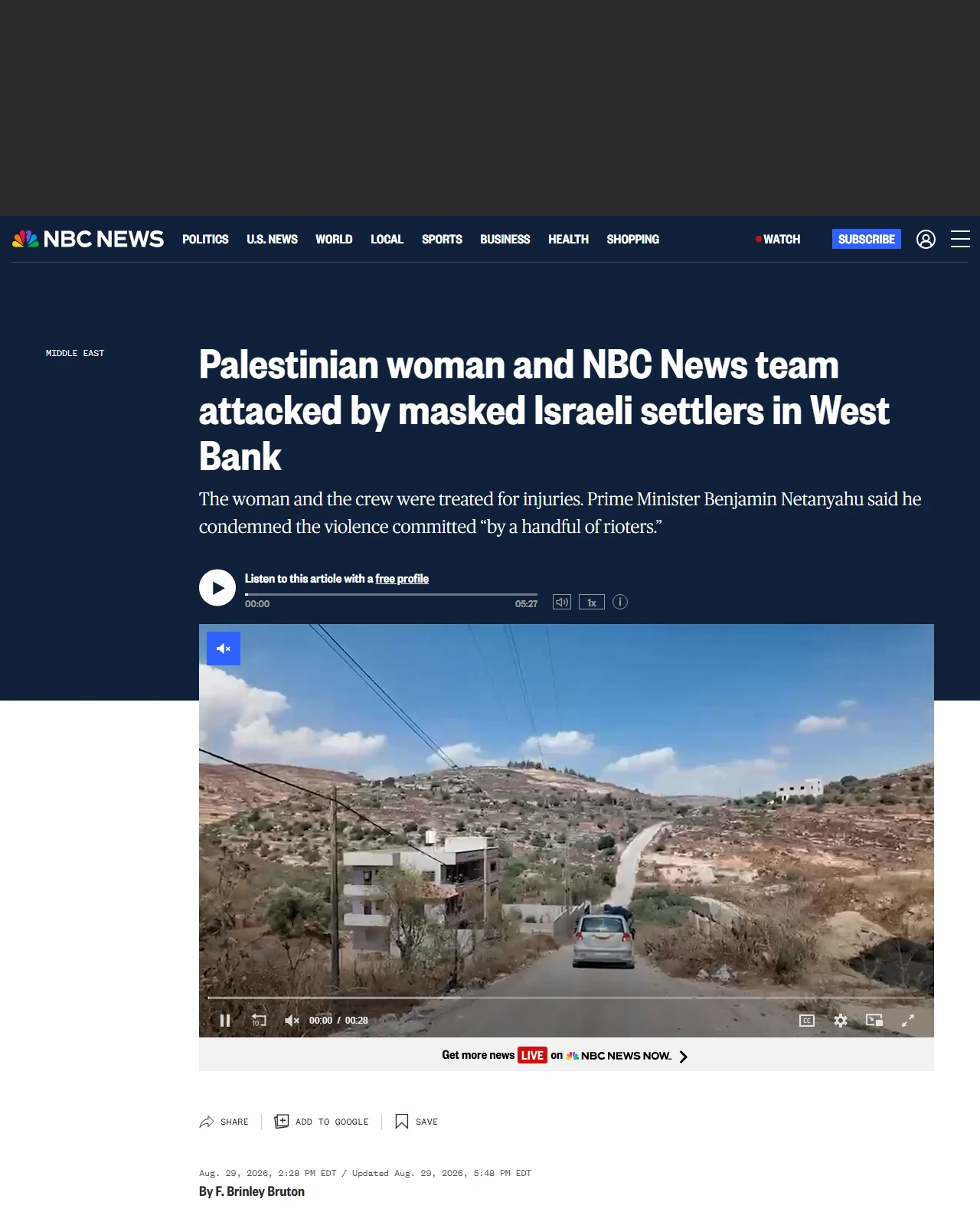nbcnews.com as published: Palestinian woman and NBC News team attacked by masked Israeli settlers in West Bank