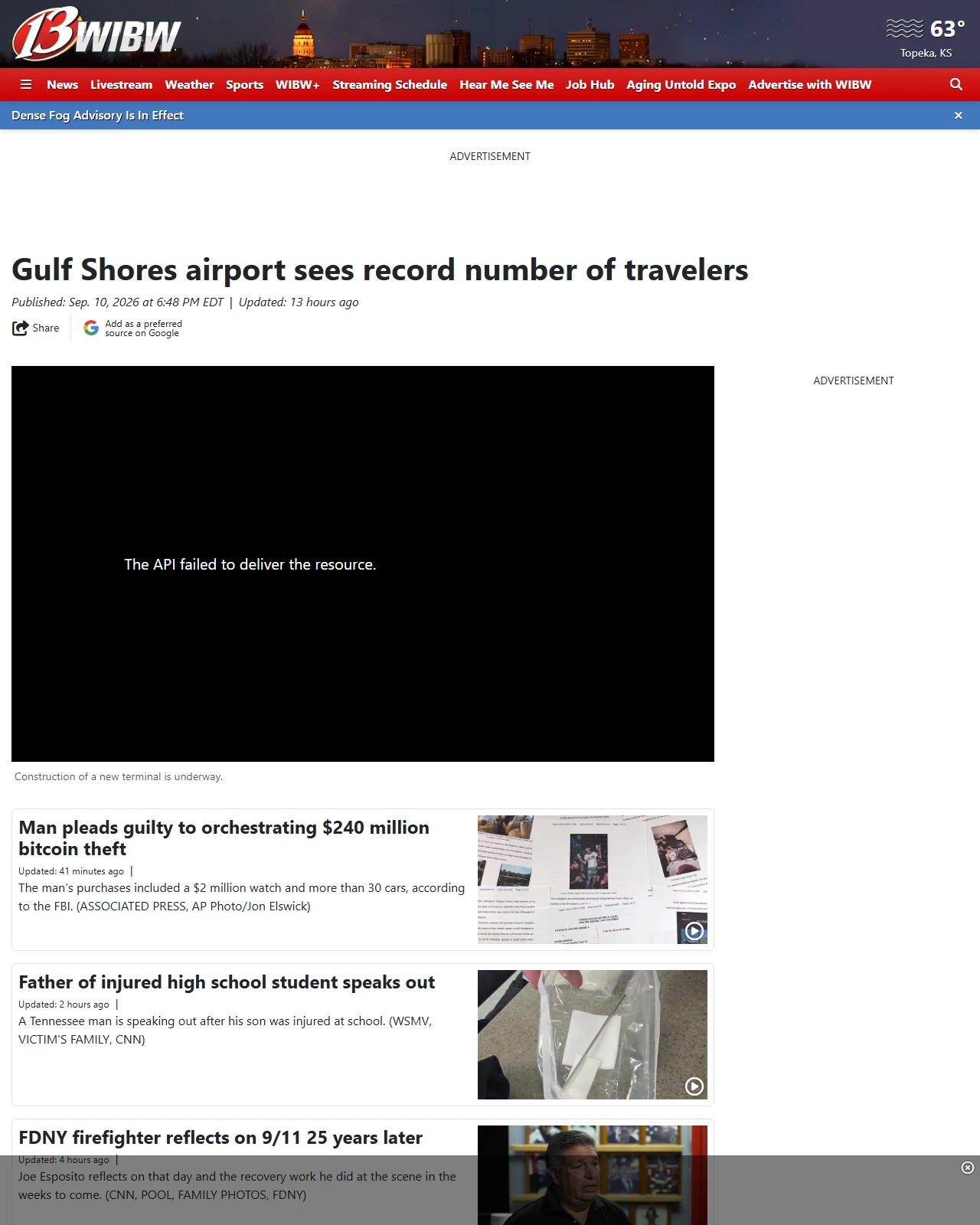 wibw.com as published: Gulf Shores airport sees record number of travelers