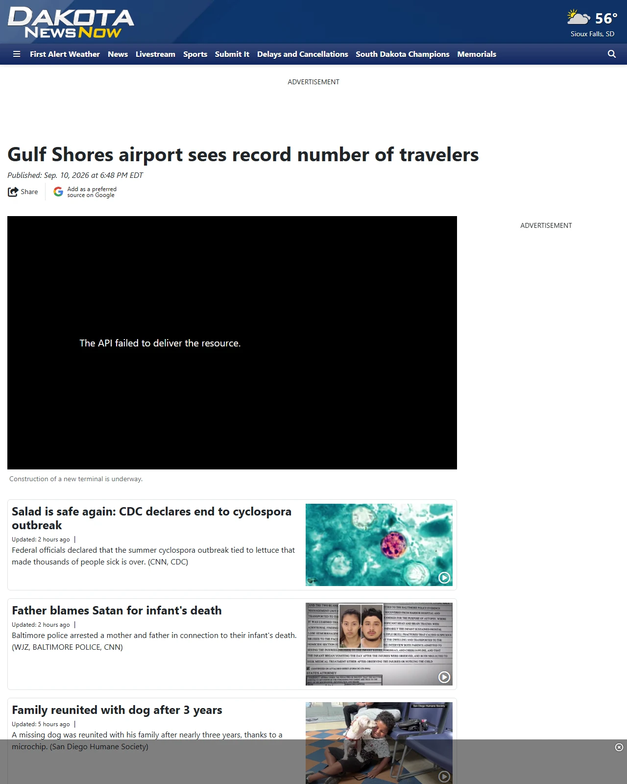dakotanewsnow.com as published: Gulf Shores airport sees record number of travelers