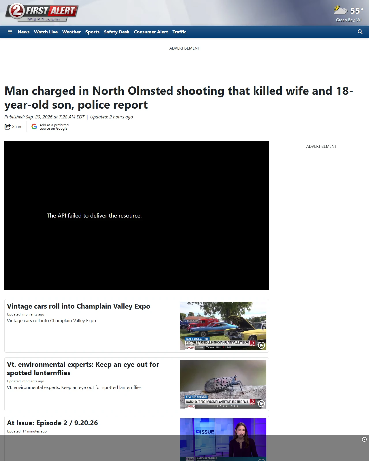 wbay.com as published: Man charged in North Olmsted shooting that killed wife and 18-year-old son, police report