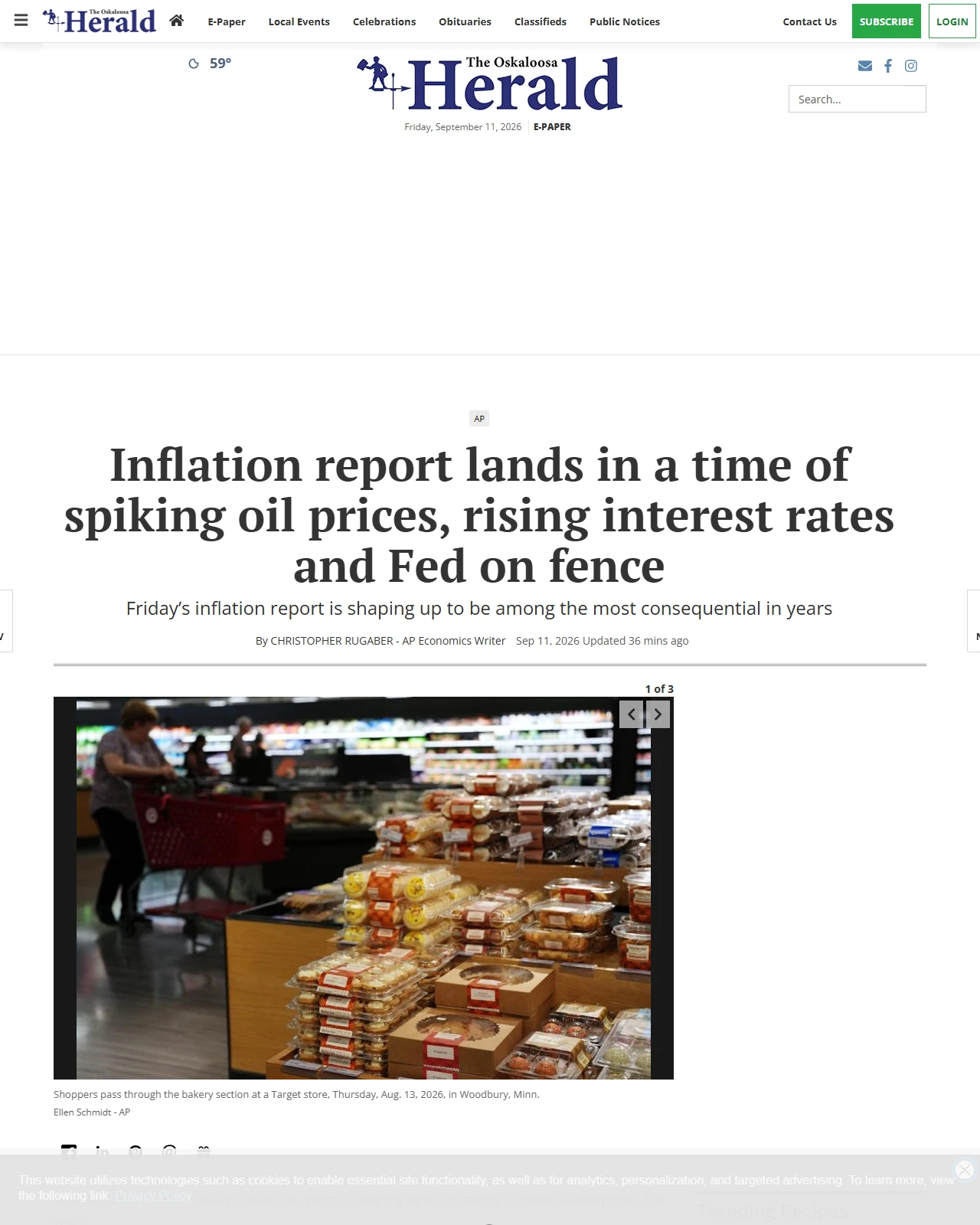 oskaloosa.com as published: Inflation report lands in a time of spiking oil prices, rising interest rates and Fed on fence