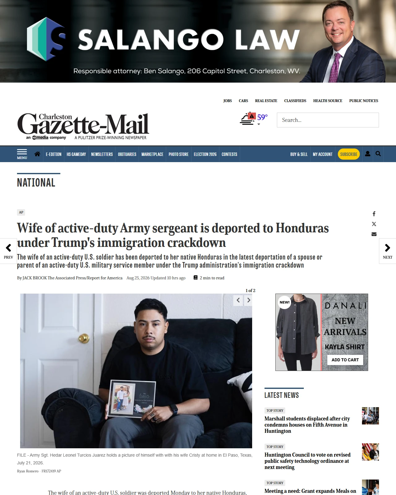 wvgazettemail.com as published: Wife of active-duty Army sergeant is deported to Honduras under Trump's immigration crackdown - Charleston Gazette-Mail