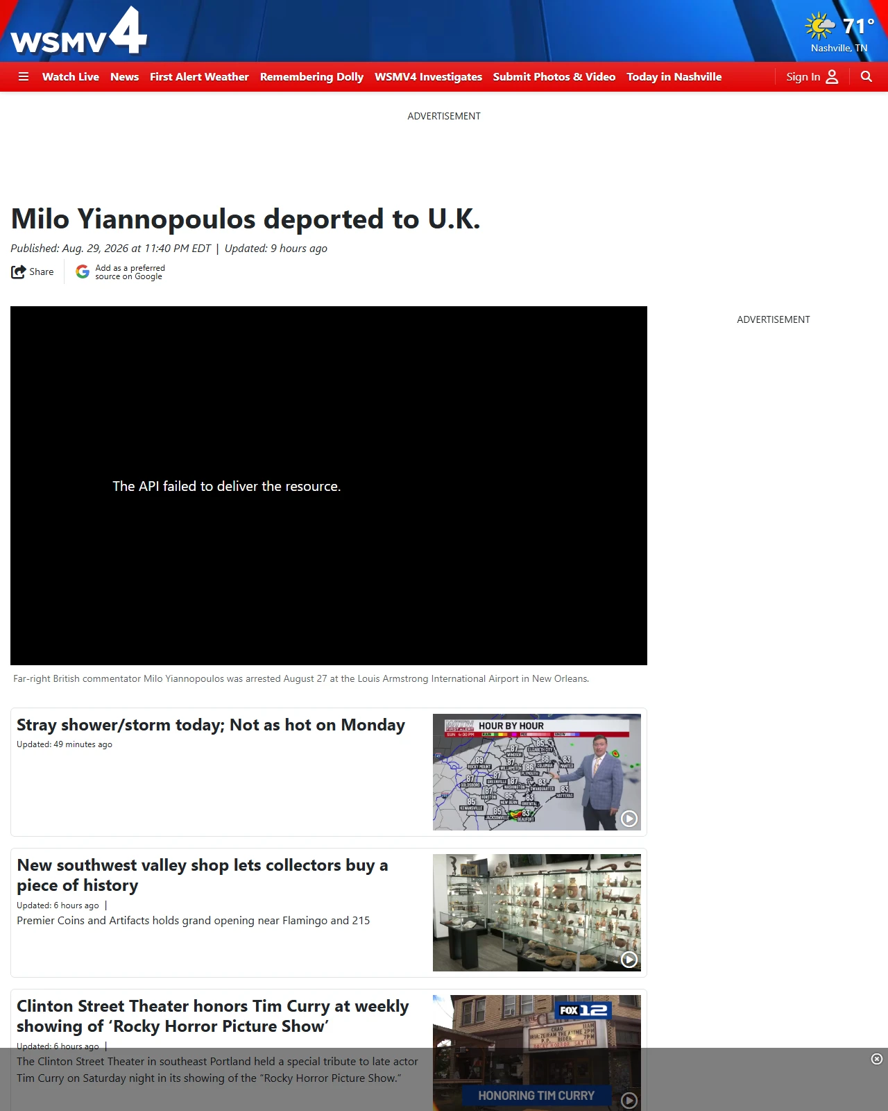 wsmv.com as published: Milo Yiannopoulos deported to U.K.