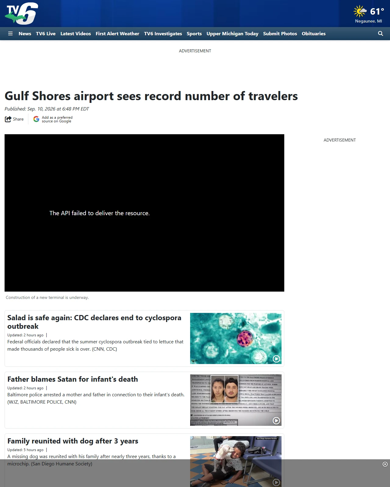 uppermichiganssource.com as published: Gulf Shores airport sees record number of travelers