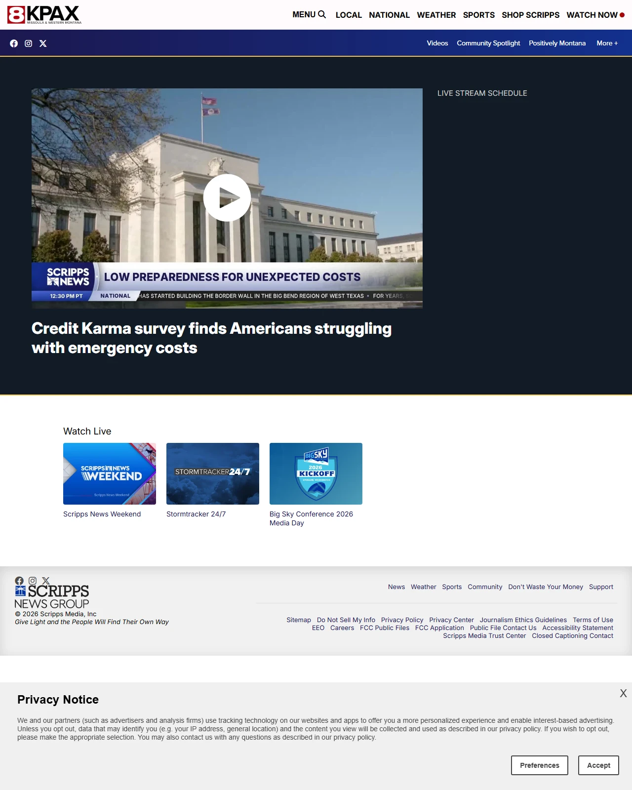 kpax.com as published: Credit Karma survey finds Americans struggling with emergency costs