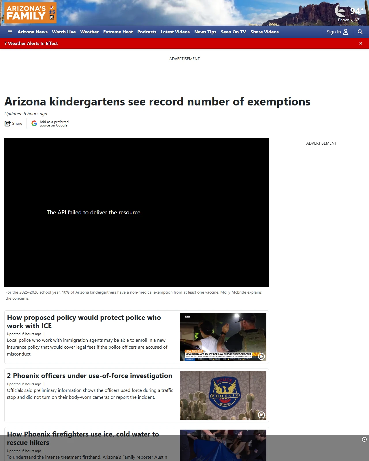 azfamily.com as published: Arizona kindergartens see record number of exemptions