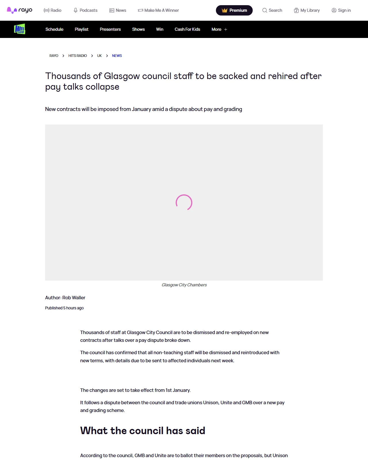 planetradio.co.uk as published: Thousands of Glasgow council staff to be sacked and rehired after pay talks collapse