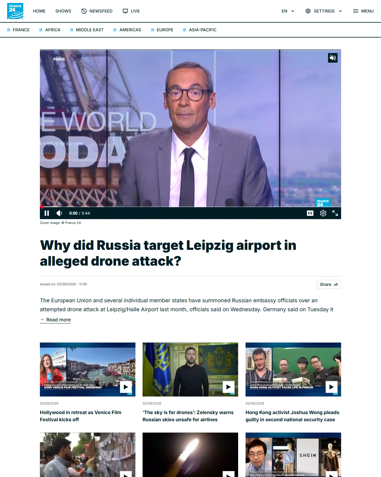 france24.com as published: Why did Russia target Leipzig airport in alleged drone attack?