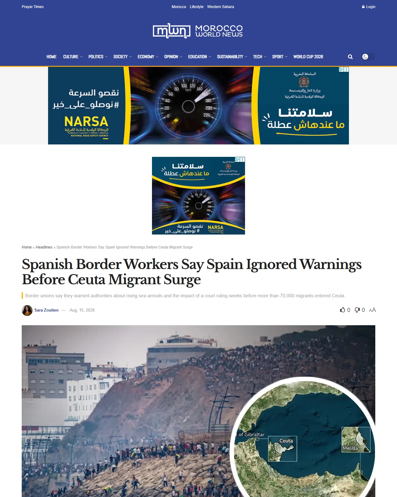 moroccoworldnews.com as published: Spanish Border Workers Say Spain Ignored Warnings Before Ceuta Migrant Surge