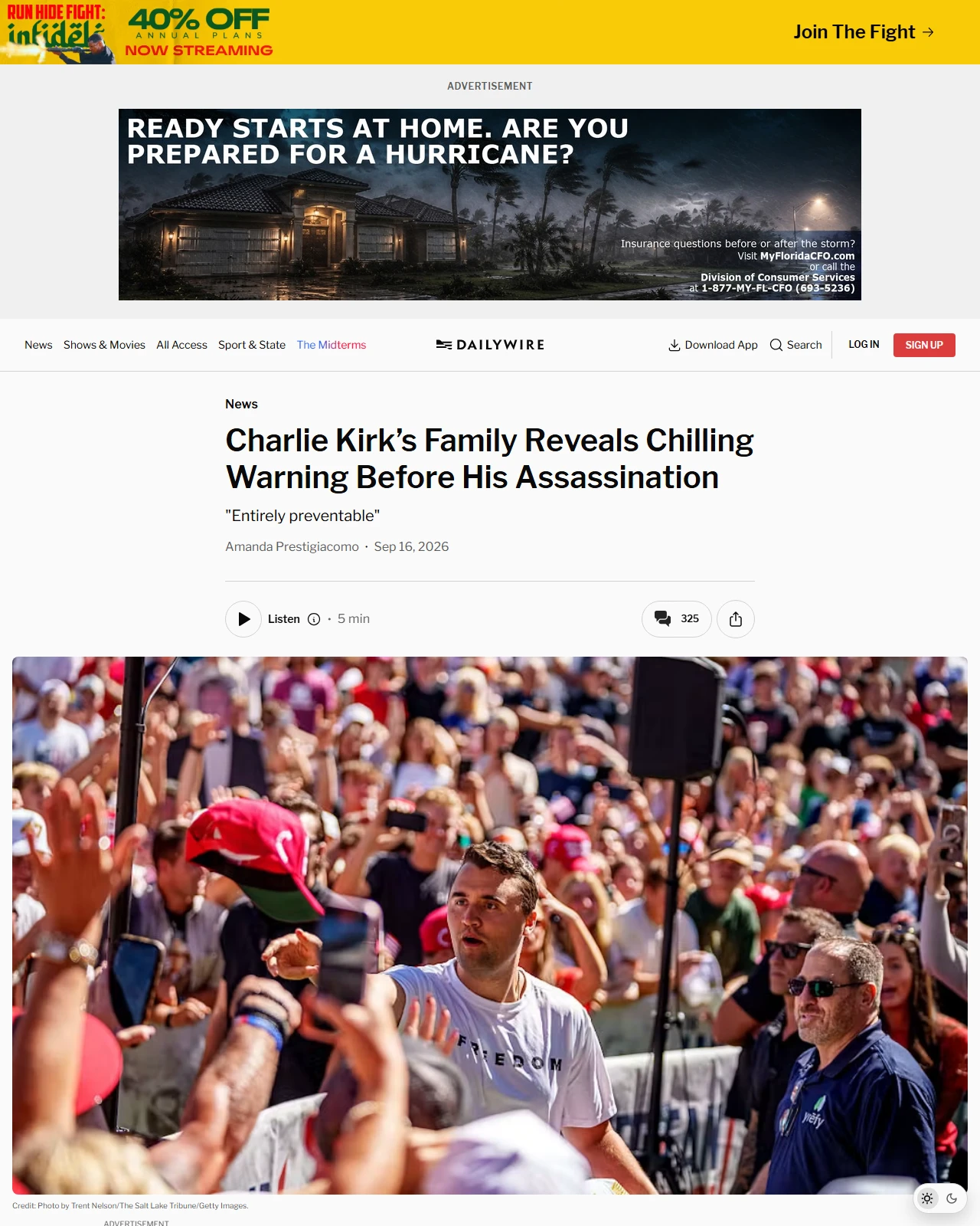 dailywire.com as published: Charlie Kirk’s Family Reveals Chilling Warning Before His Assassination
