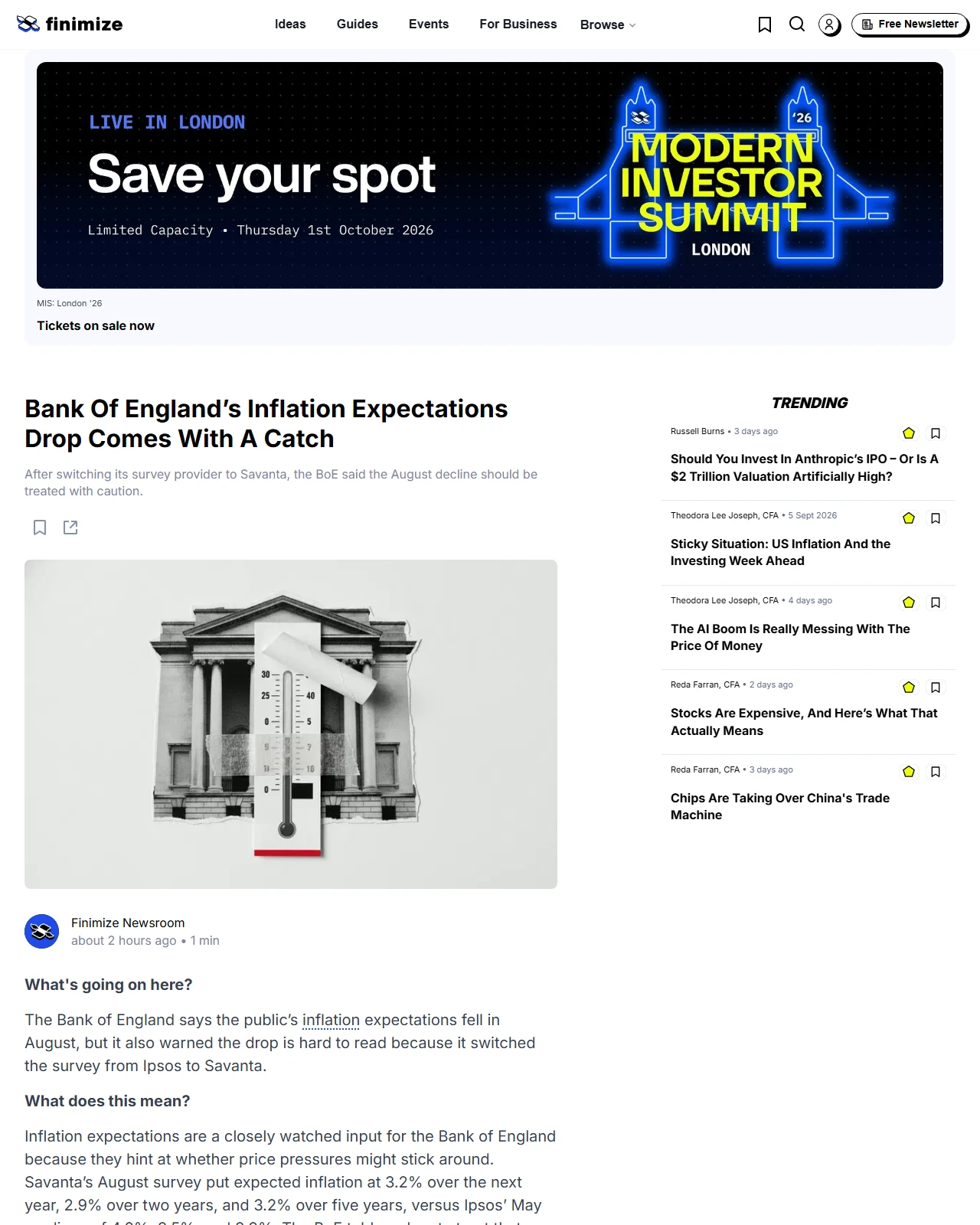 finimize.com as published: Bank Of England’s Inflation Expectations Drop Comes With A Catch