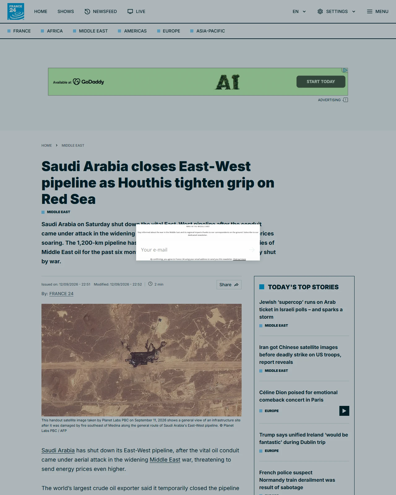 s.france24.com as published: Saudi Arabia closes East-West pipeline as Houthis tighten grip on Red Sea