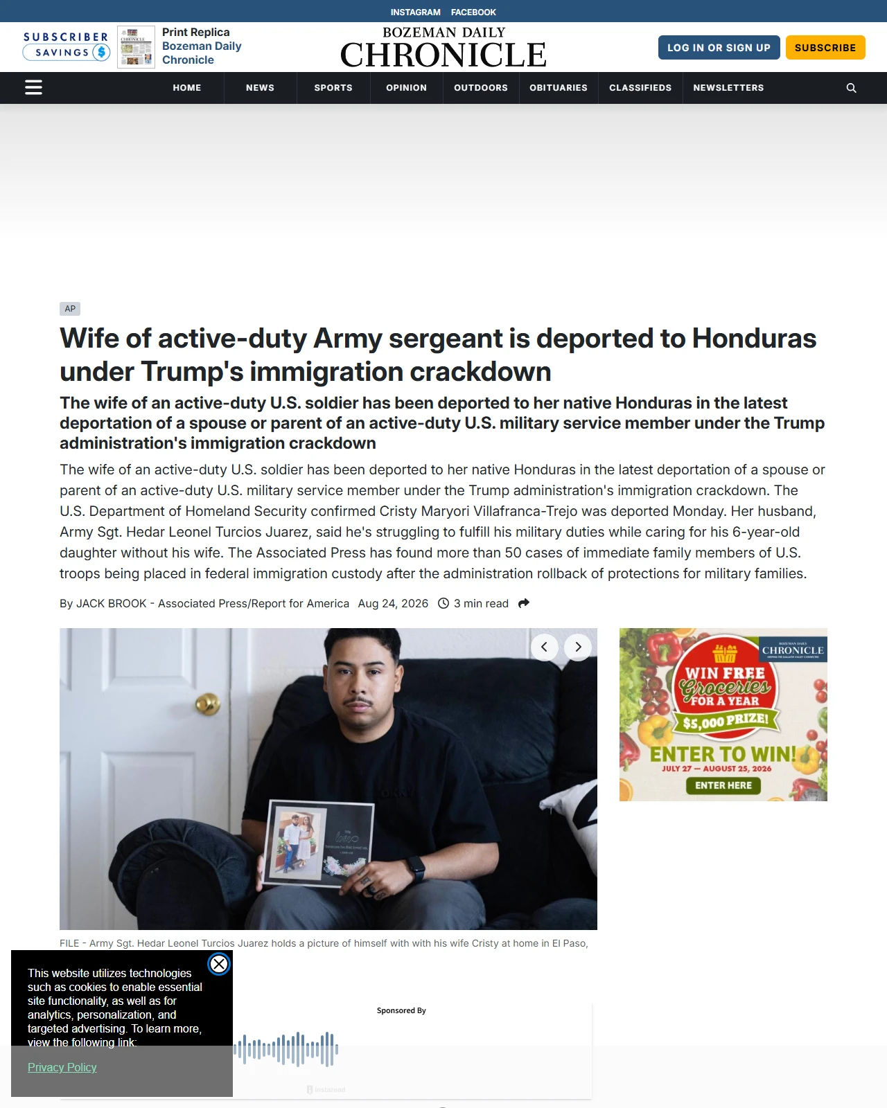 bozemandailychronicle.com as published: Wife of active-duty Army sergeant is deported to Honduras under Trump's immigration crackdown