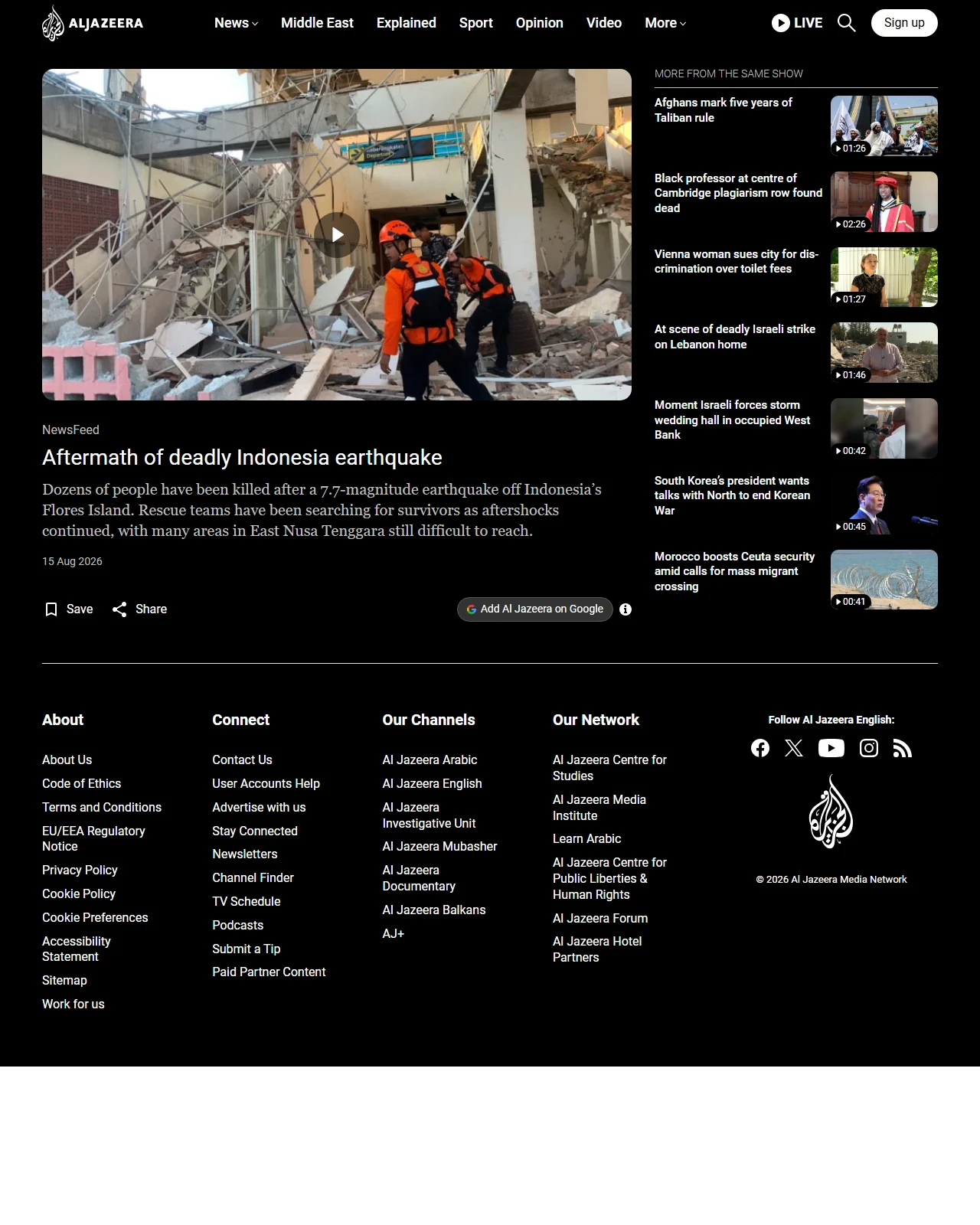 aljazeera.com as published: Aftermath of deadly Indonesia earthquake
