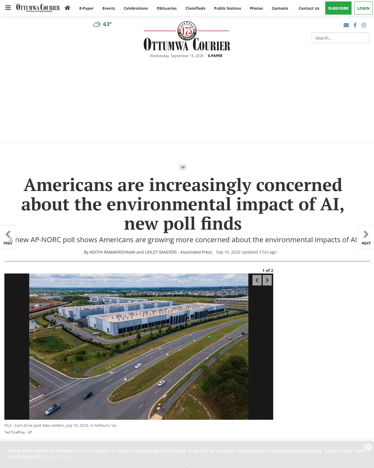 ottumwacourier.com as published: Americans are increasingly concerned about the environmental impact of AI, new poll finds