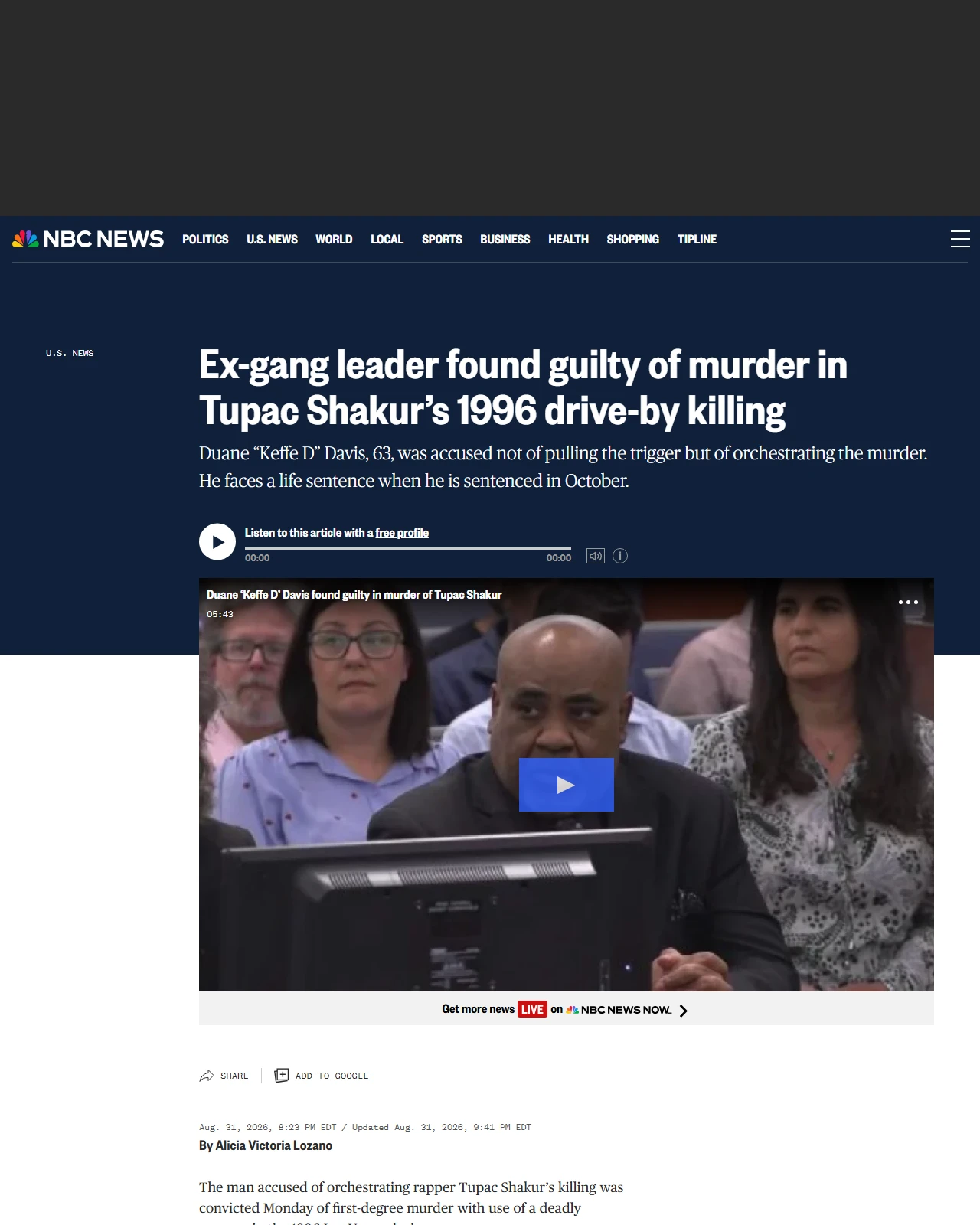 nbcnews.com as published: Ex-gang leader found guilty of murder in Tupac Shakur’s 1996 drive-by killing