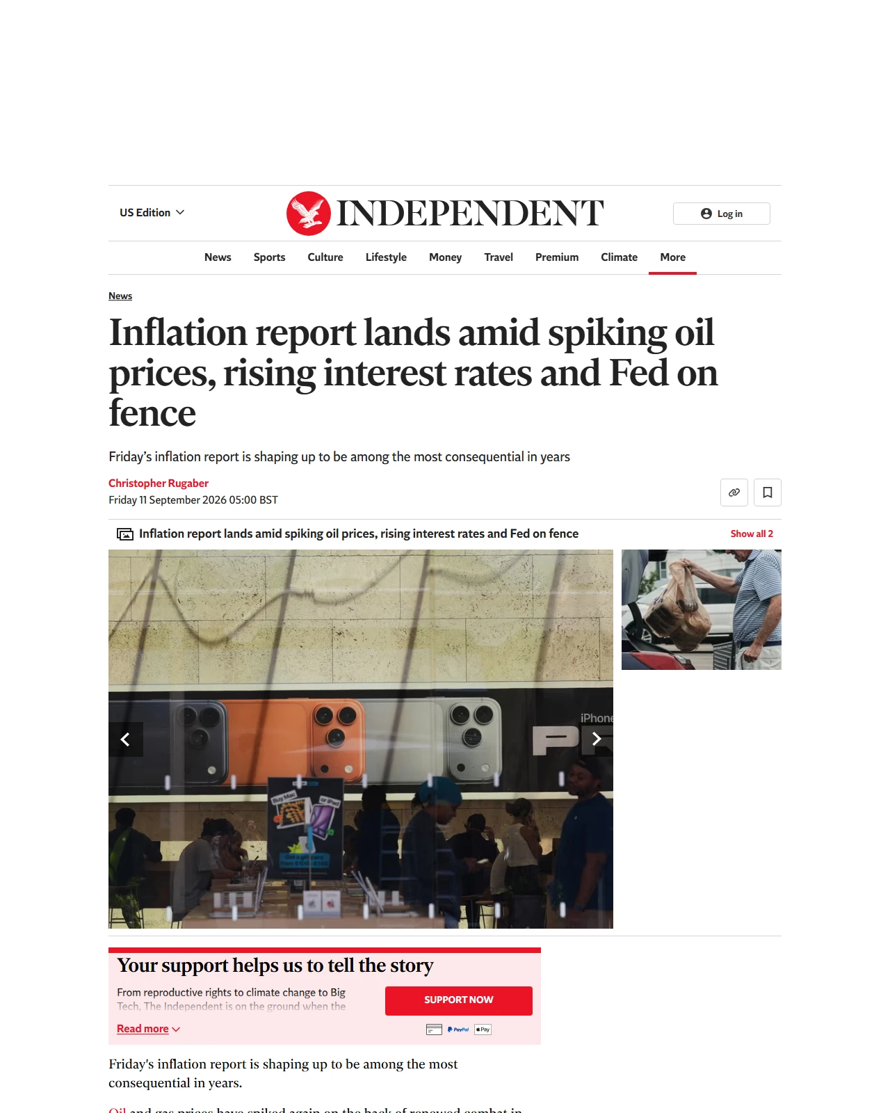 independent.co.uk as published: Inflation report lands amid spiking oil prices, rising interest rates and Fed on fence