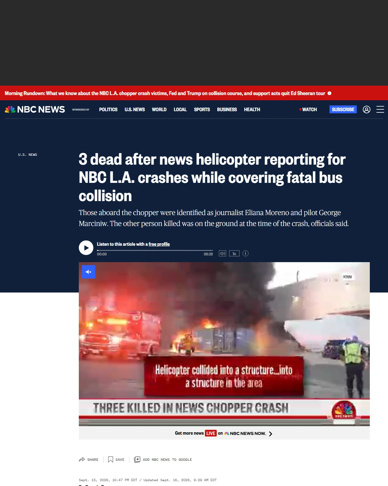 nbcnews.com as published: 3 dead after NBC L.A. helicopter crashes while covering fatal bus collision