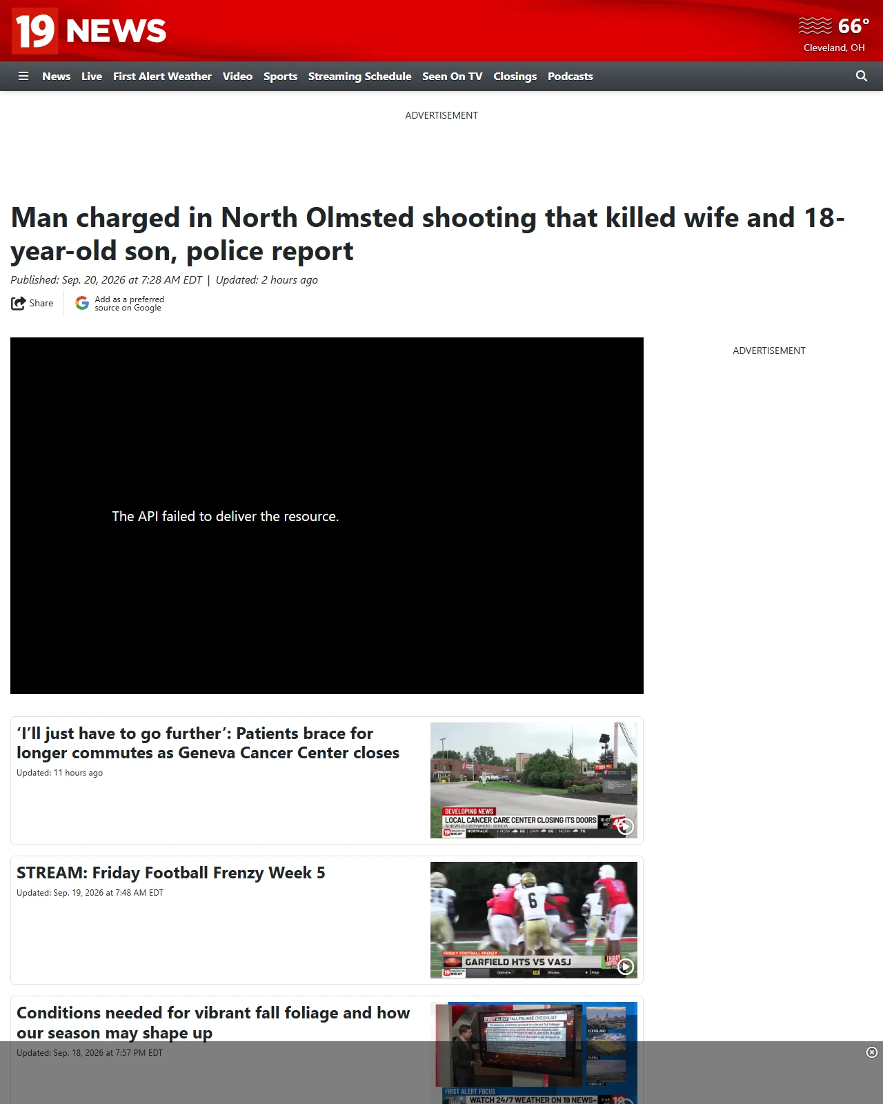 cleveland19.com as published: Man charged in North Olmsted shooting that killed wife and 18-year-old son, police report