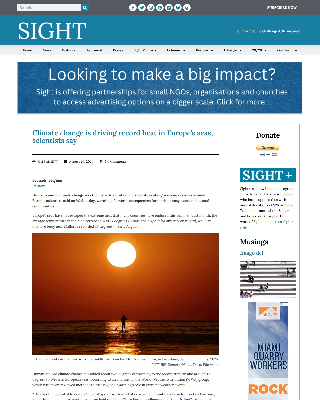 sightmagazine.com.au as published: Climate change is driving record heat in Europe’s seas, scientists say