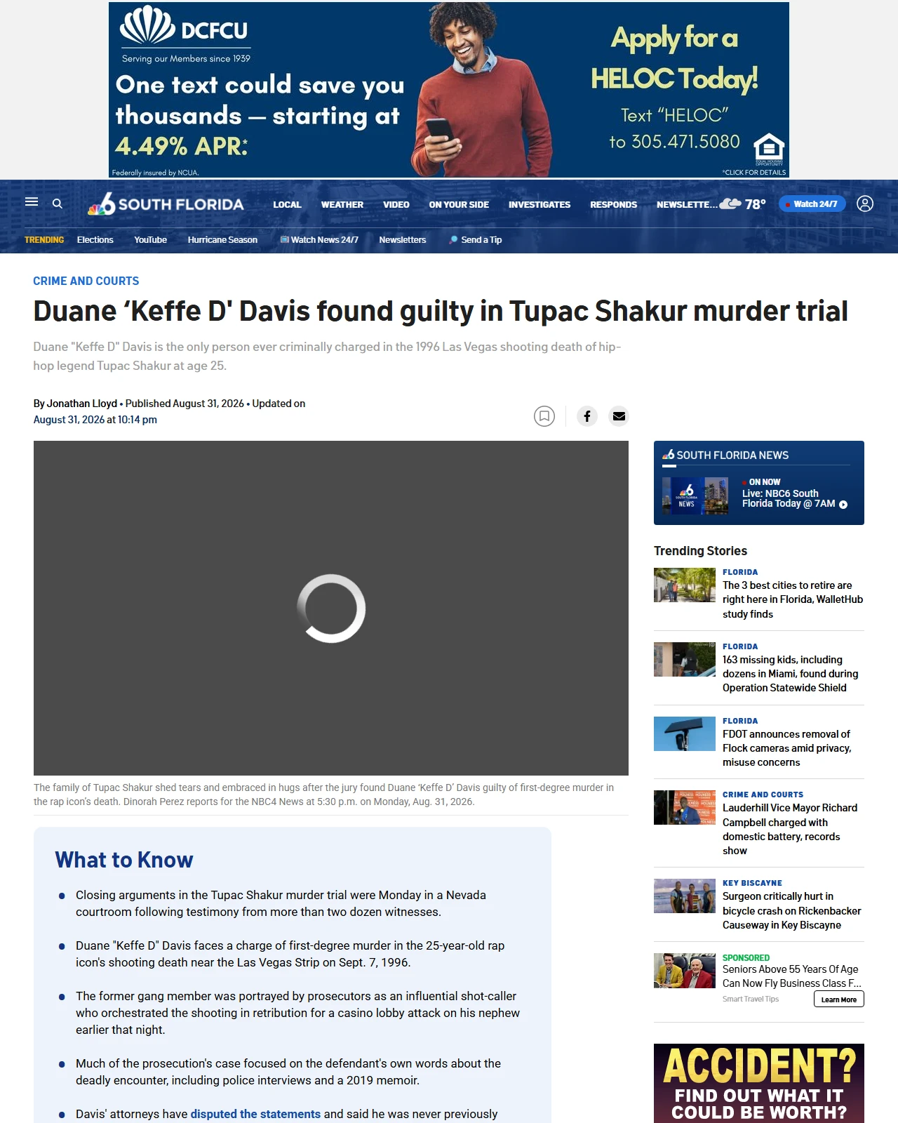 nbcmiami.com as published: Duane ‘Keffe D' Davis found guilty in Tupac Shakur murder trial