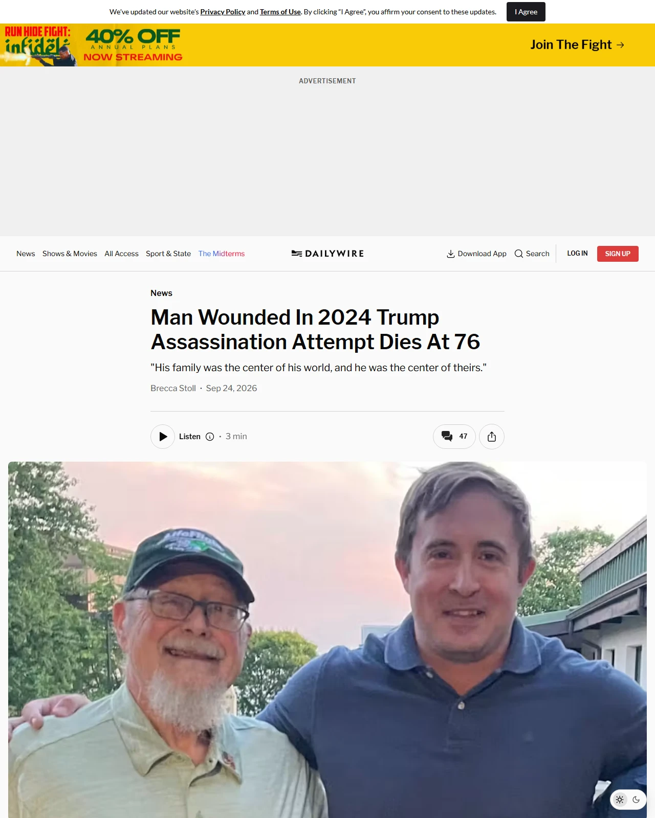dailywire.com as published: Man Wounded In 2024 Trump Assassination Attempt Dies At 76