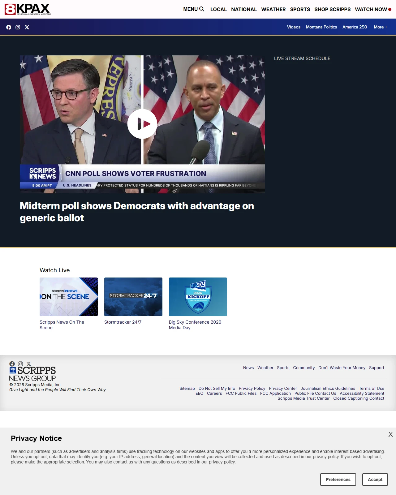 kpax.com as published: Midterm poll shows Democrats with advantage on generic ballot