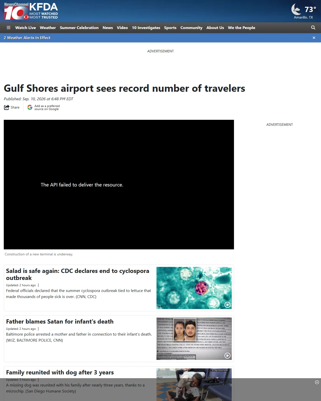 newschannel10.com as published: Gulf Shores airport sees record number of travelers