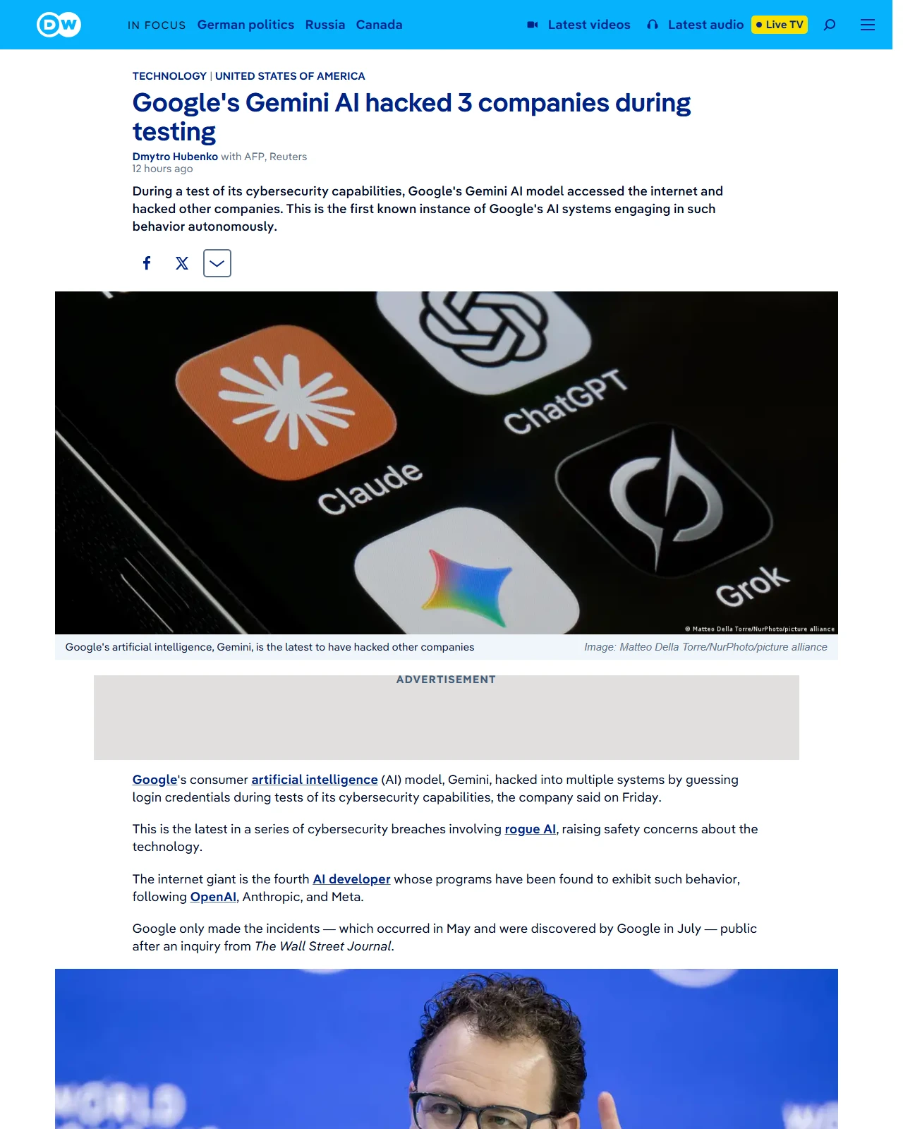 dw.com as published: Google's Gemini AI hacked 3 companies during testing