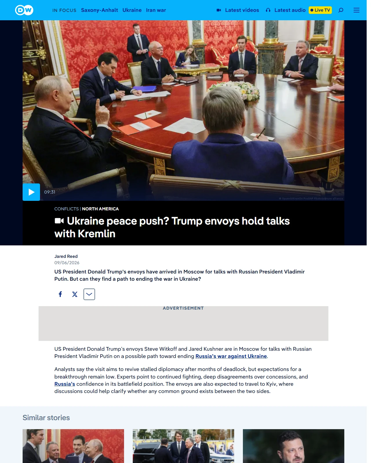 dw.com as published: Ukraine peace push? Trump envoys hold talks with Kremlin